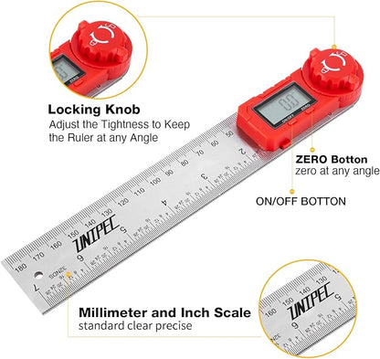 UNIPEC Digital Angle Finder Protractor, Angle Finder Ruler,Stainless steel 7inch 200mm 7inch/200mm, Angle Measuring Tool for Woodworking,Carpenter,Construction,DIY Measurement (Stainless Steel)