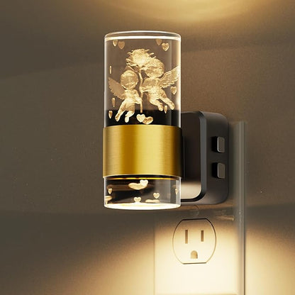 L LOHAS LED Night Lights Plug into Wall, Dusk to Dawn Sensor Nightlight, 9 Colors Changing,Adjustable Brightness,Acrylic Decorative Night Lights for Bathroom,Wedding,Birthday Gift