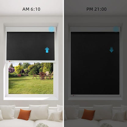 ZSTARR Motorized Smart Blind for Window,Automatic Blackout Roller Shade Compatible, with Remote Control, Child Safety Rechargeable Battery Blind with Valance,Customize (Tuxedo Colour)
