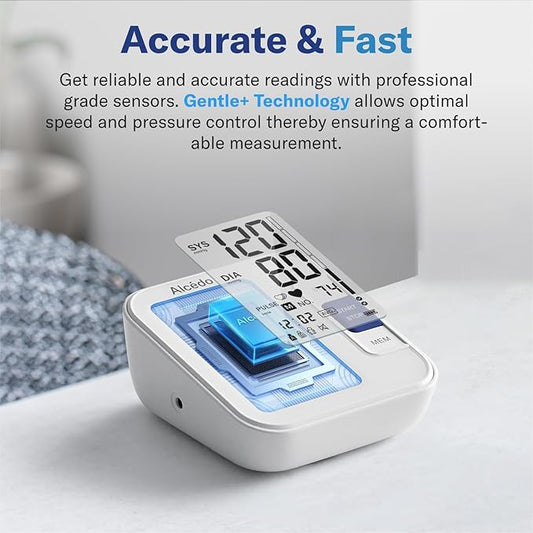 Alcedo Blood Pressure Monitor for Home Use, Automatic Digital BP Machine with Large Cuff for Upper Arm, LCD Screen, 2x120 Memory, Talking Function