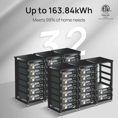 ECO-WORTHY Home Power Station Backup Power,10240Wh LiFePO4 Battery Support Communication、Bluetooth and WiFi,AC 5000W Inverter, 2Hr/5Hr Fast Charge,for Home Backup,Emergency,Solar System Components