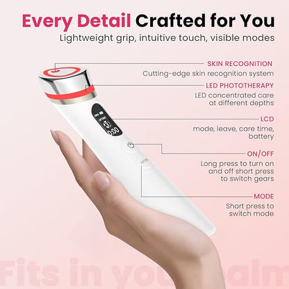 Face Lift Device – 8 in 1 Skin Tightening and Lifting, LED Light Therapy for Wrinkles, Korean Skin Care, Spa-Grade Facial Massager Lifting & Firming Beauty Massager (White)
