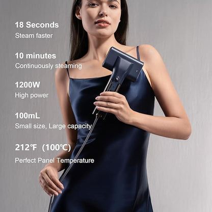 G10 Pro Steamer for Clothes, Global Voltage Adaptation Handheld Garment Steamer, Dual Steam Modes,1200W Mini Steam Iron for Travel and Home (110-240V Blue)