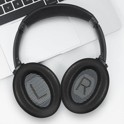Headphones Replacement Ear Pads, Sheepskin Ear Cushions for Bose AE2/QuietComfort 15/QC25 Improved Durability, Ear Pads Cushions with High-Density Foam, Thickness and Sound Isolation - Black