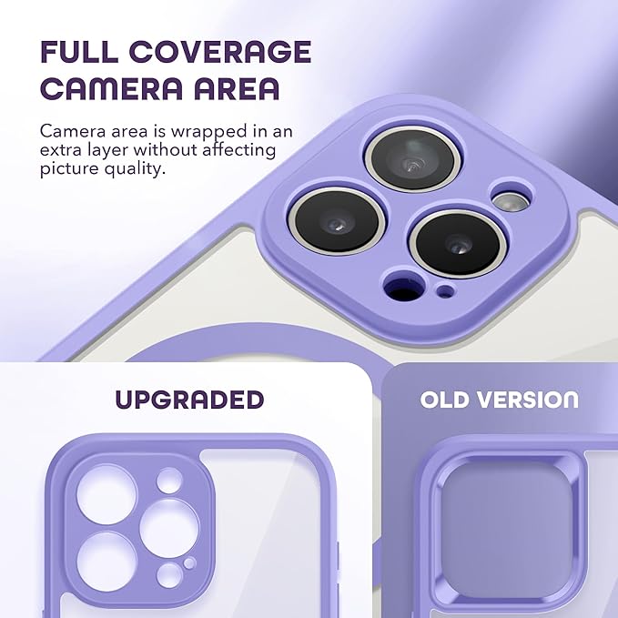 Magnetic for iPhone 15 Pro Max Case, Compatible with MagSafe, Built-in Privacy Screen Protector and Camera Protection, Anti Spy Full Body Dustproof Shockproof Hard Phone Case 6.7",Light Purple