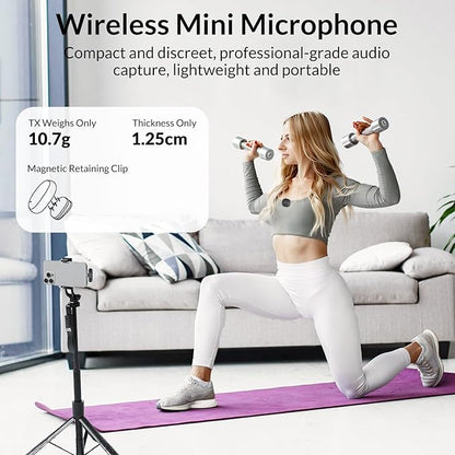 JOSTART Wireless Mini Microphone for iPhone & Android,Using AI Smart Noise Reduction Technology - Wireless Lavalier Microphone for YouTube Podcast Vlogging Tiktok-Black