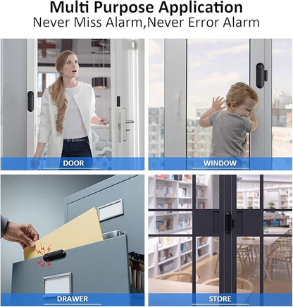 AKOYU 5-Pack Window Alarms for Home Security, 120dB Door and Window Open Sensor Chime for Kid Safety, Pool Safety, Sliding Door, DIY Protection, Easy Installation,Ideal for Home,Garage,Apartment,Black