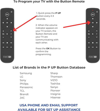 Function101 F101-ATVRM-BT Bluetooth Replacement Button Remote for Apple TV | BLE and Infrared Connectivity | 2 AAA Batteries Included
