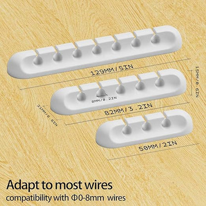 Apromisith USB Cable Organizer Clips Cord Holder,10 Packs (3-5-7-Slots) White Self Adhesive Desk Cord Cable Management