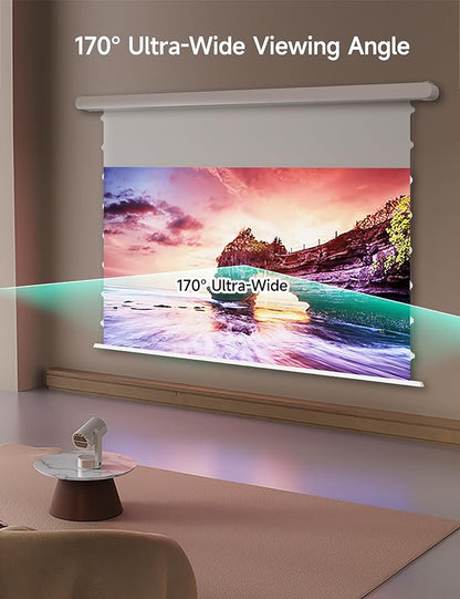 120" PureVision Motorized Projector Screen with Laser Speckle Reduction & Auto-Sync for Long Throw Projectors,Movie Screen 4K/8K UHD Ready,20" Adjustable Drop and Black Backing for Enhanced Contrast