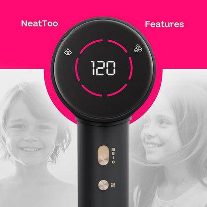 NeatToo Turbo Pro Hair Dryer | 3 Speed Settings with LCD Display | 500M Negative Ions for Smooth Shine | 160,000 RPM Brushless Motor | 1500W Fast Drying, Low Noise & Lightweight Blow Drye