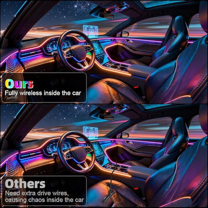 Acrylic Interior Car Ambient Lighting, Interior RGB LED Strip Kit with Music Sync Mode, 55 Inch Length Suitable for Pickup, Trucks, SUV and Large Vehicles (10 in 1)