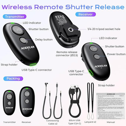 Upgraded USB-C Rechargeable Wireless Camera Remote Control Shutter Release – Compatible with Nikon D750, D5300, D5600, D7200, D7500, Z6, Z7, Z9, D800, D850, Coolpix P1000