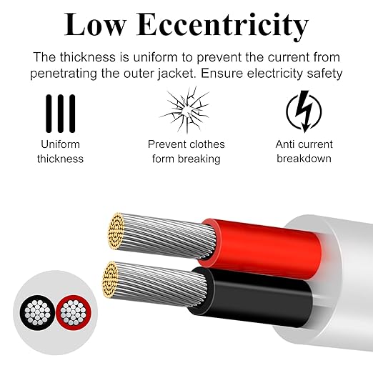 22 Gauge 2 Conductor Electrical Wire, 32.8FT Low Voltage 22/2 Tinned Copper Stranded 2 Wire Cable, 22 AWG White Flexible Extension Power Cord for Automotive, LED Lamp, Outdoor Landscape Lighting Etc