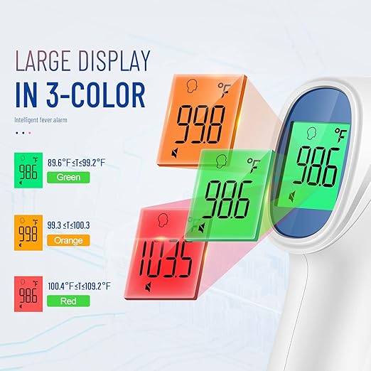 Forehead Thermometer for Adults and Kids, Digital Baby Thermometer with Fever Alarm, Fast Accurate Results, Home Medical & Nurse Essentials