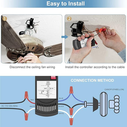 Universal Ceiling Fan Remote Control Kit Dimmable, Replacement for Harbor Breeze Hunter Hampton Bay Litex Kichler Allen + Roth Westinghouse Honeywell Ceiling Fans FAN-28R KUJCE9103 CHQ8BT7030T