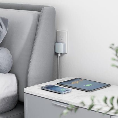 Nekmit USB C Charger, Thin Flat 52W 4-Port Fast Wall Charger with Two 20W Power Delivery and 2 USB Port for iPhone 14/14 Pro/14 Pro Max, Galaxy, Pixel, iPad Pro, AirPods Pro and More, Blue