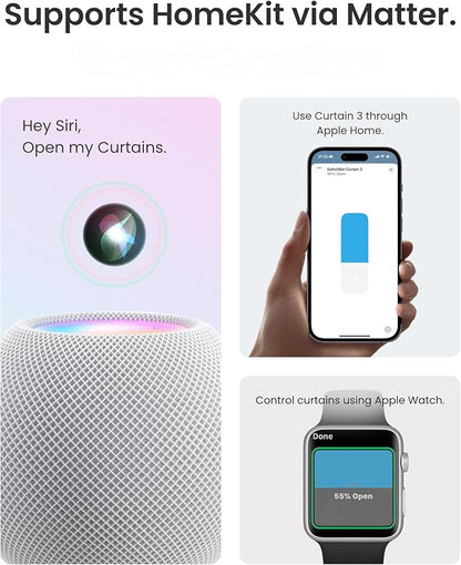 SwitchBot Automatic Curtain Opener - Bluetooth Remote Control Smart Curtain with App/Timer, Upgraded High-Performance Motor, Add SwitchBot Hub to Work with Alexa, Google Home, HomeKit