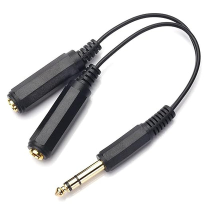 Disino 1/4 Splitter, 1/4" TRS Stereo Male to Dual Female Y Splitter Cable Quarter Inch Splitter Cord - 8 Inch / 20cm
