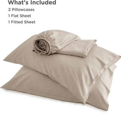 Bedsure Full Size Bed Sheets, Cooling Sheets, Rayon Derived from Bamboo, Breathable & Soft, Deep Pocket Up to 16 Inches, Hotel Luxury Silky Bedding for Hot Sleepers, Simply Taupe