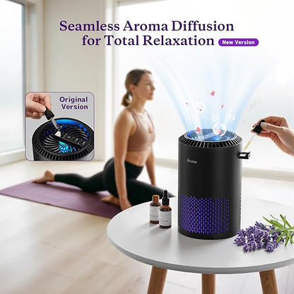 AROEVE Air Purifiers for Bedroom Home, Air Purifier For Smoke Pollen Dander Hair Smell Air Cleaner with Sleep Mode Speed Control For Bedroom Office, MK01- Black(Available for California)