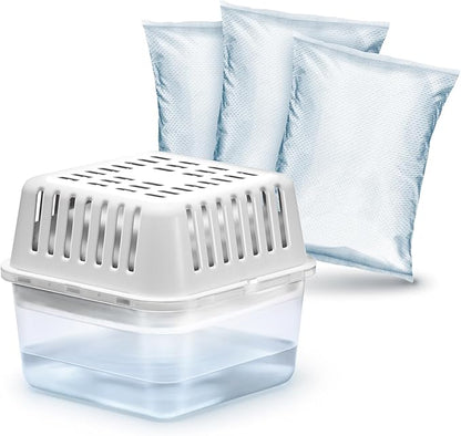 HUMYDRY Moisture Absorber Dehumidifier for Home, Compact Pack of 1 Device of 8.8 Oz With 3 Pre Measured Refills, Fragrance Free Humidity Absorber For Closets Bathroom Bedroom, Ideal For Small Spaces