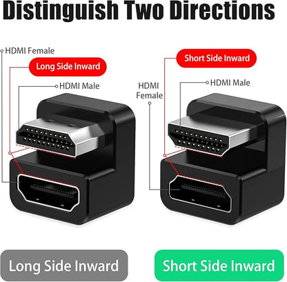 AGVEE 1 Pack (Short Side Inward) 180 Degree Angled HDMI Male to HDMI Female Adapter, U-Shaped 8K@60HZ Converter Coupler Connector Extender for Portable Display Monitor Accessories, Black
