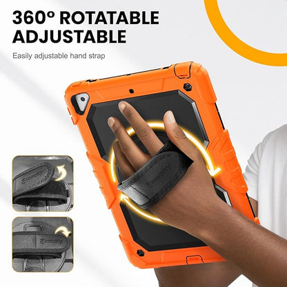 Timecity for iPad Air 3/ Pro 10.5 Inch Case, 360° Rotating Stand, Pencil Holder, Shockproof with Screen Protector & Shoulder Strap - Heavy Duty Protection Case for iPad Air 3rd Gen - Orange
