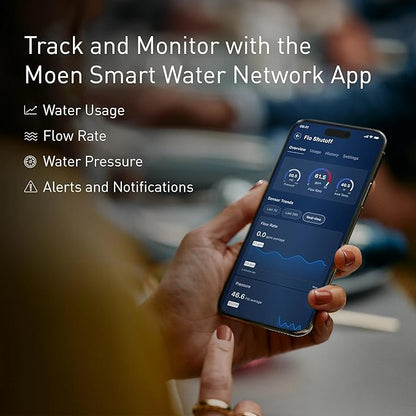 Moen Flo Smart Water Monitor and Automatic Shutoff Sensor, Wi-Fi Connected Water Leak Detector for 1-1/4-Inch Diameter Pipe, 900-002