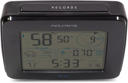 AcuRite Iris Weather Station with Mini Wireless Display for Temperature, Humidity, Wind Speed, Wind Direction, Historic Rainfall Totals, and Hyperlocal Forecast with Built-in Barometer (01122M)