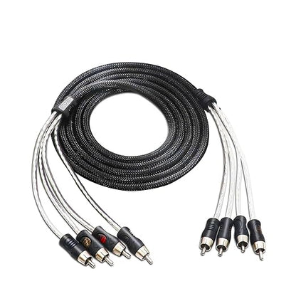 RECOIL PCI49 Premium 100% Oxygen Free Copper 9ft 4-Channel RCA Audio Interconnects Cable (4X RCA Male to 4X RCA Male) Double Shielded with Noise Reduction