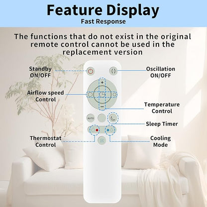 LUNAOAO Upgrade Glowing Remote Control Replacement No Setup Compatible with Fan AM06 AM07 AM08 with Magnetic