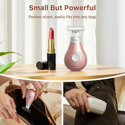 Trimcoo 2026 New Bikini Trimmer for Women - Small But Powerful Electric Razors, Intimate Pubic Hair/Lady Facial Painless Removal, USB-C Cordless Body Shaver for Trip, Replaceable Wet/Dry Blade, Gold