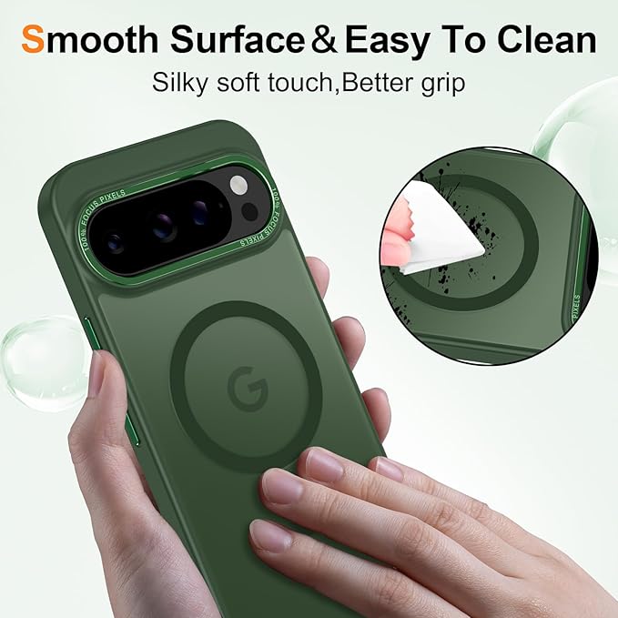 Magnetic for Google Pixel 10 Pro XL Case, [Military Grade Drop Protection] [Compatible with MagSafe] Shockproof Slim Translucent Matte Anti-Slip for Women Girls Men Case, Forest Green