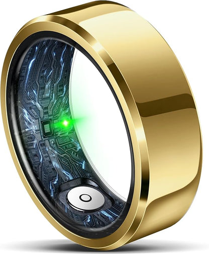RIFESI Smart Ring for Women Men, Fashion Minimalist Fitness Ring & Sleep Tracker Ring with Heart Rate, Blood Pressure,5ATM Waterproof Health Ring, No Subscription, Gifts for Women Men Gift (Gold,12)