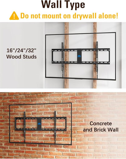 Mounting Dream Fixed TV Wall Mount, Low Profile Wall Mount Bracket for Most 42-90 Inch Television, Flush TVs Mount for Space Saving, Fits 16", 24", 32" Studs, Max VESA 800x400mm and 132lbs MD2361-32