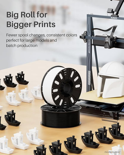 ELEGOO PLA Filament 1.75mm White 3KG, 3D Printer Filament Dimensional Accuracy +/- 0.02mm, 3kg Large Spool(6.6lbs) Fits for Most FDM 3D Printers