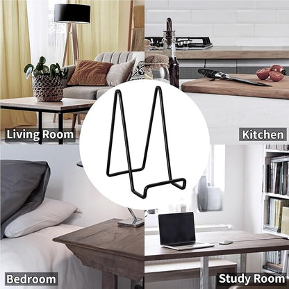 3 Pack 6 inch Metal Plate Stands for Display, Plate Holder Pictures Frame Easel Display Stand, Tabletop Picture Stand, Iron Easels for Display Photo Frames, Plates, Vinyl Record，Book, Plaque, Sign