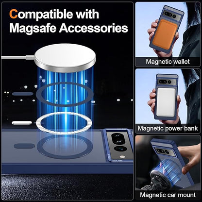 Magnetic for Google Pixel 7 Pro Case, [Military Grade Drop Protection] [Compatible with MagSafe] Shockproof Slim Translucent Matte Anti-Slip for Women Girls Men Case, Dark Blue