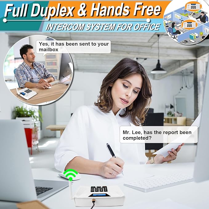 Intercoms Wireless for Home, Hands Free Intercom Upgrade, Full Duplex Two Way Real time Wireless Intercom System 5300ft with Automatic Answer Group Call Function Fit for Hotel Office Store(3Packs)