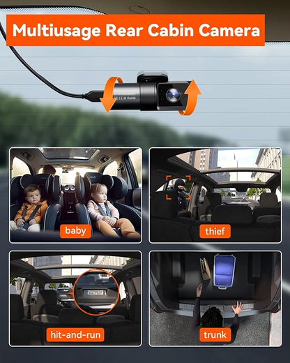Vantrue N5 4 Channel WiFi 360° All Sides Dash Cam, STARVIS 2, IR Night Vision, 2.7K+1080P*3 Front Rear Inside Dashcam, Voice Control, GPS, 24 Hours Buffered Parking Mode Dash Camera, 512GB Max (N5)