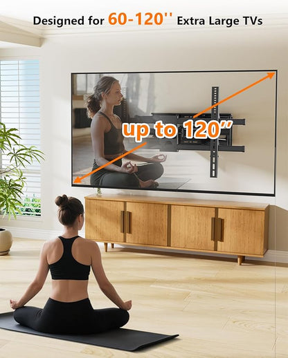 FORGING MOUNT Heavy Duty 60 to 120 inch XXXL Full Motion TV Wall Mount Max VESA1000x600mm Up to 275lbs for Extra Large Big Screens,Universal Articulating TV Mount Bracket Swivel Tilt,16-24” Studs