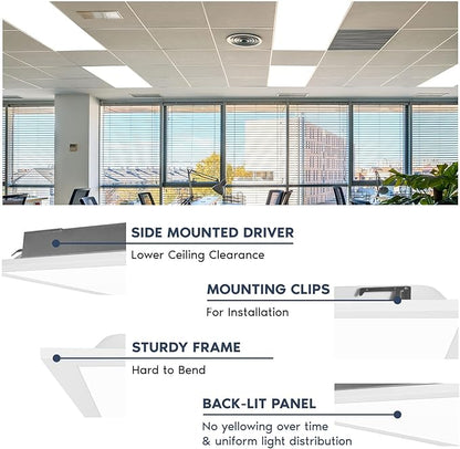 LUXRITE 2x4 FT LED Flat Panel Light, 5CCT Color Selectable 3000K 3500K 4000K 5000K 6500K, Wattage Selectable 30W/40W/50W, 6250 Lumens, LED Drop Ceiling Lights, 0-10V Dimmable, DLC & ETL (16 Pack)