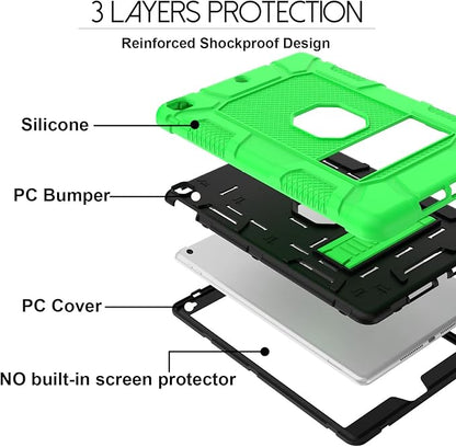 Rantice iPad 9th Generation Case, iPad 8th Generation Case, iPad 7th Generation Case, Hybrid Shockproof Rugged Drop Protection Cover with Kickstand for iPad 10.2'' 2021/2020/2019 Release (Green+Black)