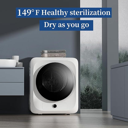 VCJ Portable Clothes Dryer for Apartment, 10lbs Compact Electric Laundry Dryer with Stainless Steel Tub, 1.5 cu.ft Suitable for Apartments, Dorm, RVS