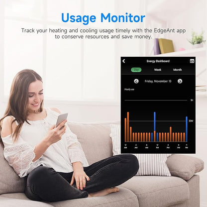 Smart Thermostat for House, WiFi Thermostat Compatible with Alexa and Google Assistant,7day x 8period Programmable Control Tuya/Smart Life, Energy Saving, C-Wire Require (Black)