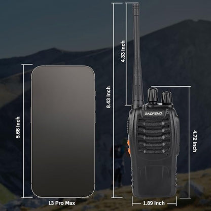 Baofeng Walkie Talkies 888S Rechargeable Long Range with Earpieces for Adults, 16 Channel Professional Radio Handheld Two Way Radios Li-ion Battery and Charger Included (6pack with 6earpiece)