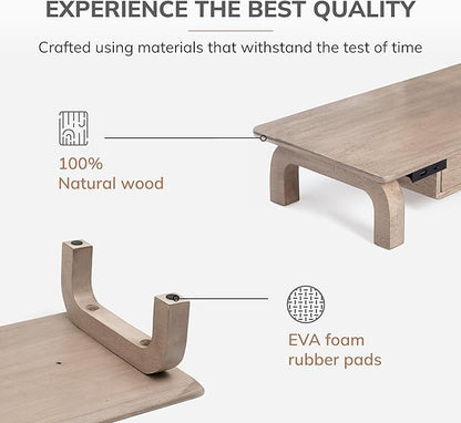 Anji Mountain Monitor Stand - Desktop Organizer & Laptop Riser, Ergonomic Monitor Riser, Space-Saving Monitor Stand for Desk, Durable Construction, Easy Assembly, Ideal for Home & Office,Biscotti