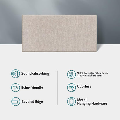 UMIACOUSTICS 4 PCS Acoustic Panels with Hanging Brackets, 2” Thick Fiberglass Sound Proof Panels Removable for Studios, Office, Home Theater Wall- Linen