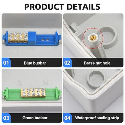 Mollom 12 Way HA Series Power Distribution Box with Bus Bars and Din Rail for Miniature Circuit Breaker MCB,Waterproof IP66,Solar Power Distribution Panel for Indoor and Outdoor Use